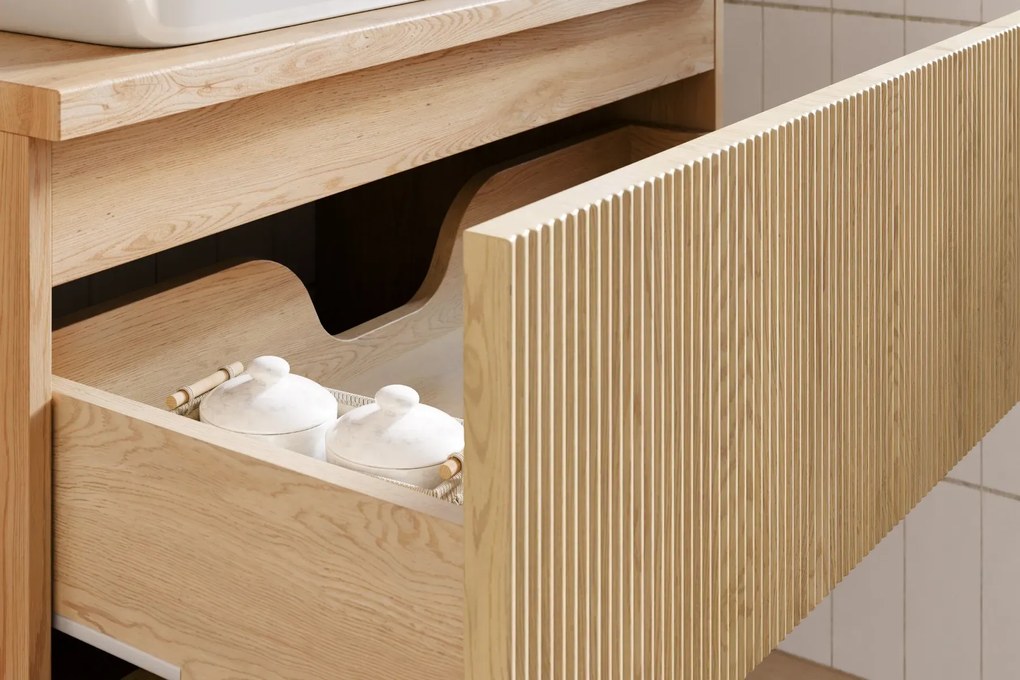 Szafka pod umywalkę nablatową NORDIC CREMONA 2S 80cm dąb cremona z blatem COMAD