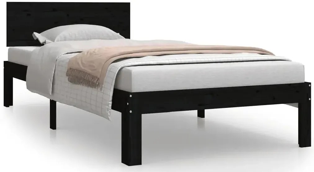 Czarne sosnowe łóżko jednoosobowe 90x200 S0-F96