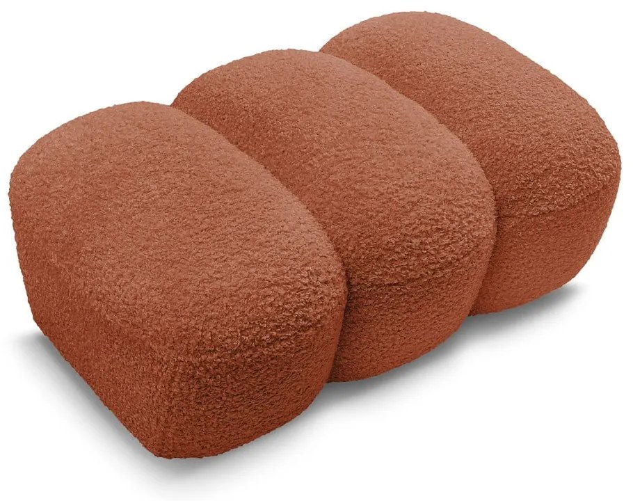 Ceglasty podnóżek z materiału bouclé Hippolyte – Bobochic Paris