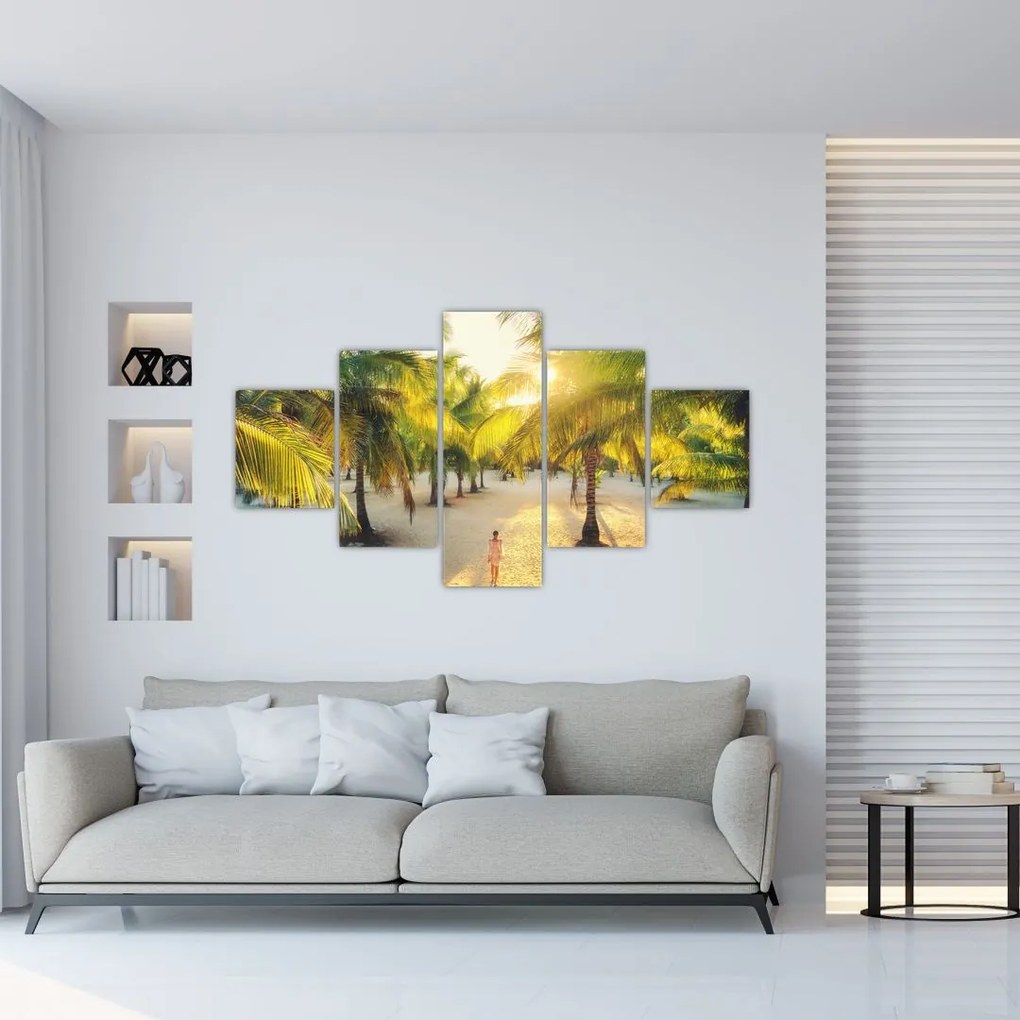 Obraz - Kobieta w palmach (125x70 cm)