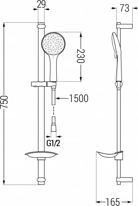Mexen Sabre DB74 zestaw wannowy, czarny - 72103DB74-70