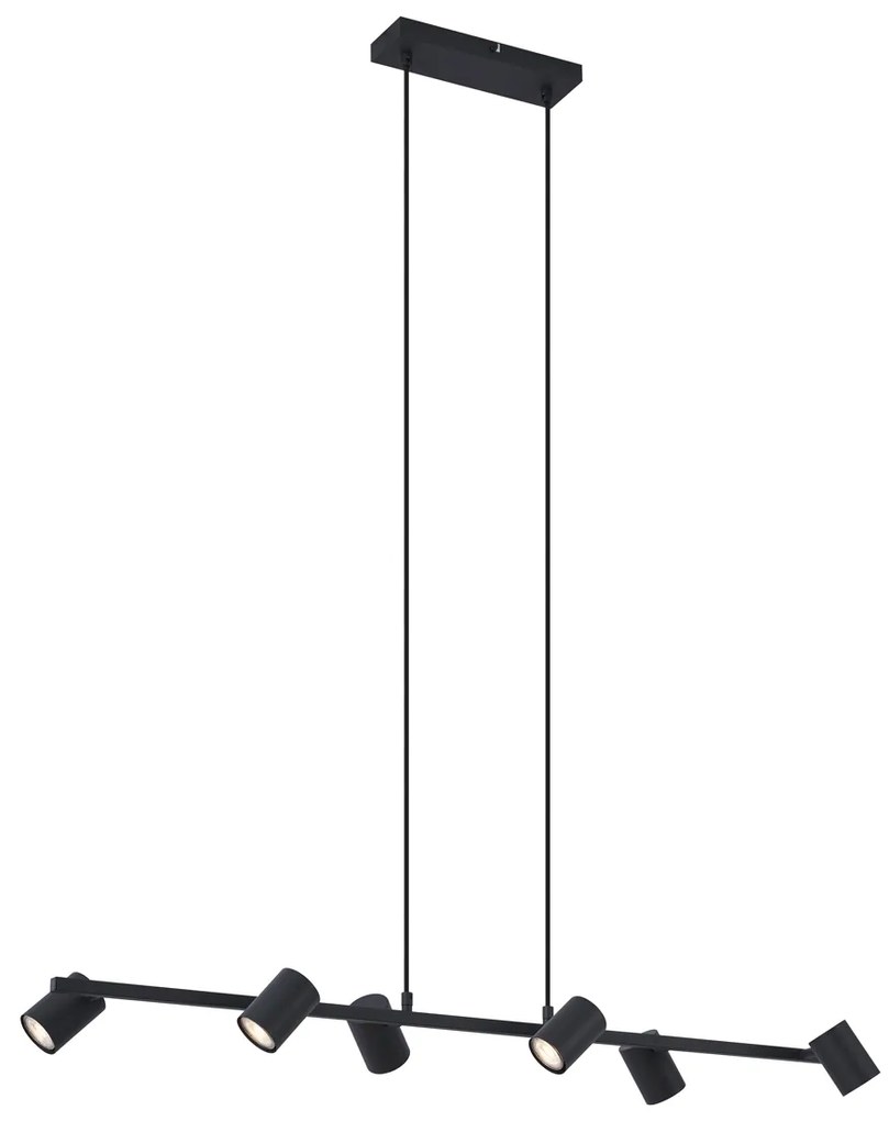 Nowoczesna lampa wisząca czarna 6-punktowa - Jeana Straight