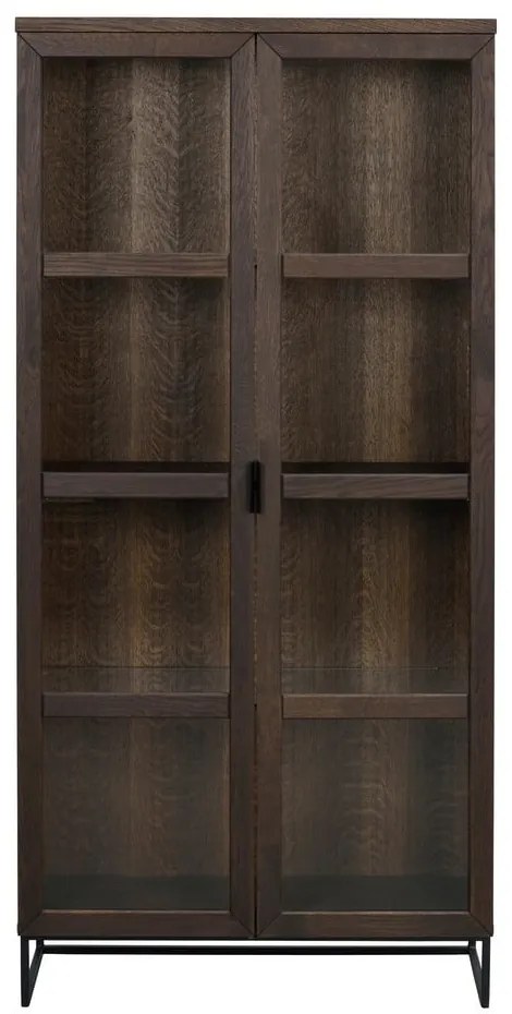 Brązowa witryna z litego drewna dębowego 95x195 cm Everett – Rowico