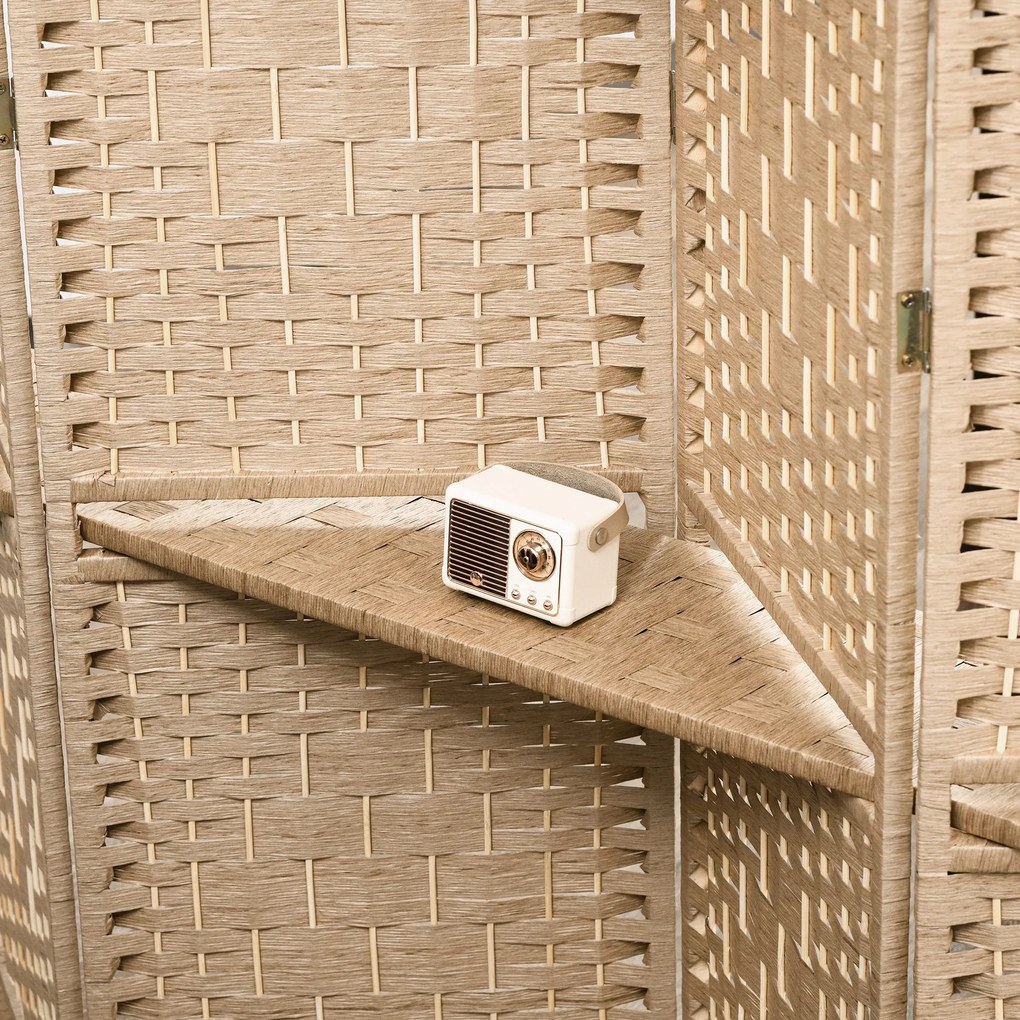 HOMCOM 4-częściowy parawan, 160 x 170 cm, składana przegroda z 2 półkami | Aosom PL