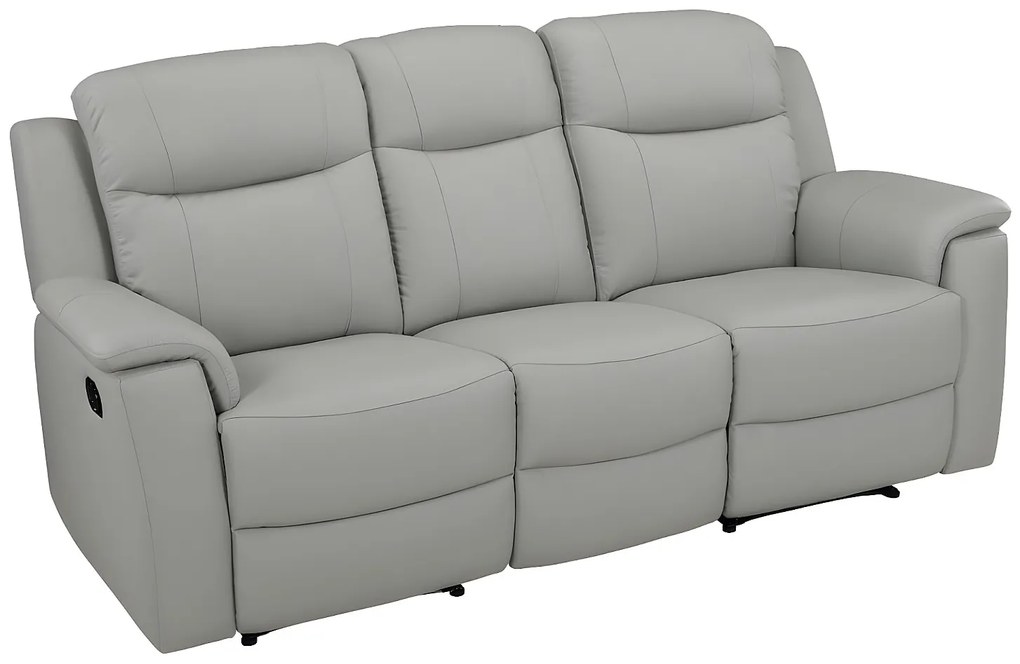 Kanapa 3-osobowa i 2 fotele z funkcją relax EVASION ze skóry – Kolor jasnoszary