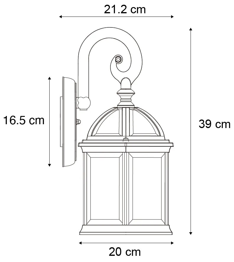 Zewnetrzna Klasyczna zewnętrzna lampa ścienna antyczne srebro IP44 - Glasgow klasyczny/Antyczny Oswietlenie zewnetrzne
