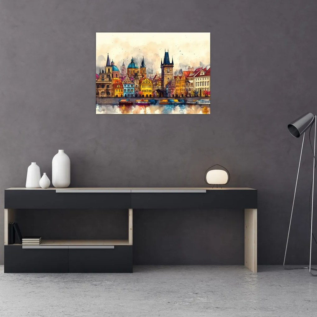 Obraz na szkle - Jesień w malowanym mieście (70x50 cm)