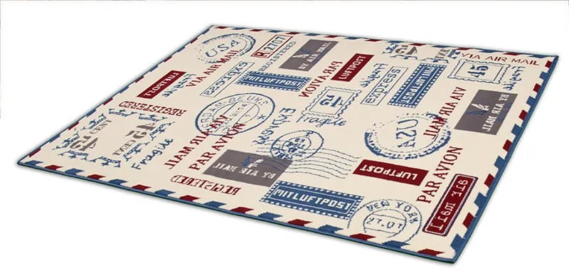 Dywan nowoczesny Poczta Kremowo Niebieski  120 cm x 170 cm