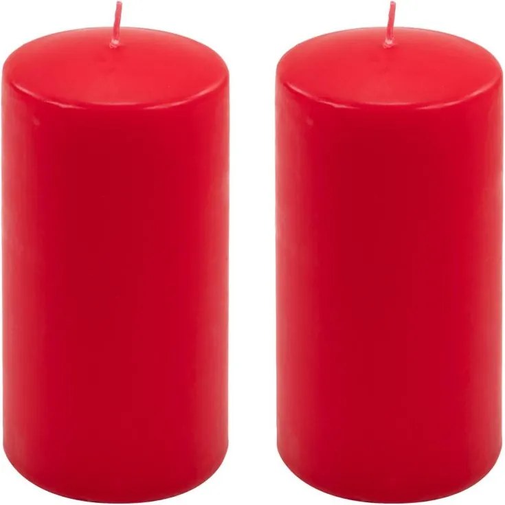Zestaw świec słupkowych, 15 cm, Ø 7,5 cm, czerwony, 2 sztuki