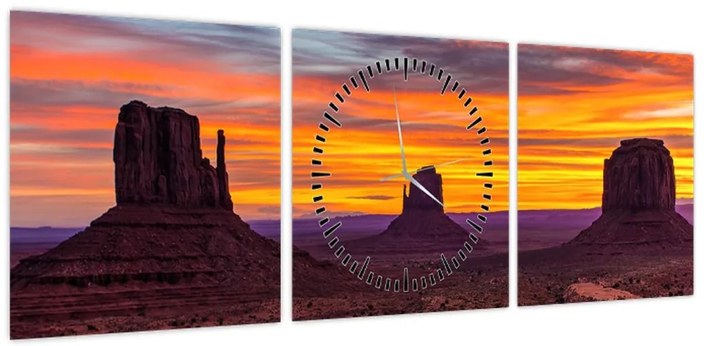 Obraz - Monument Valley v Arizonie (z zegarem) (90x30 cm)