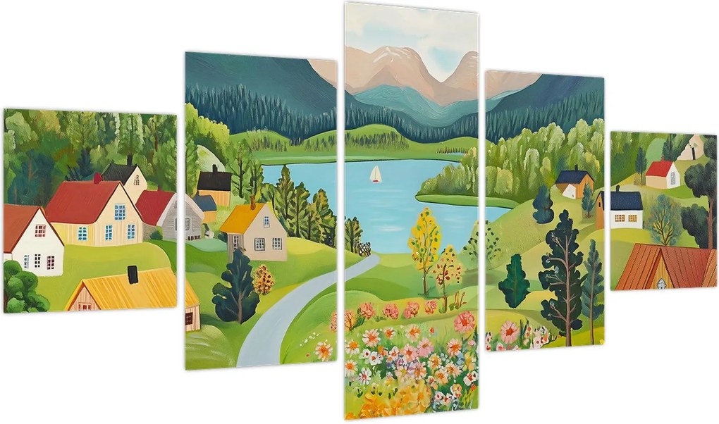 Obraz - Wioska w górach (125x70 cm)