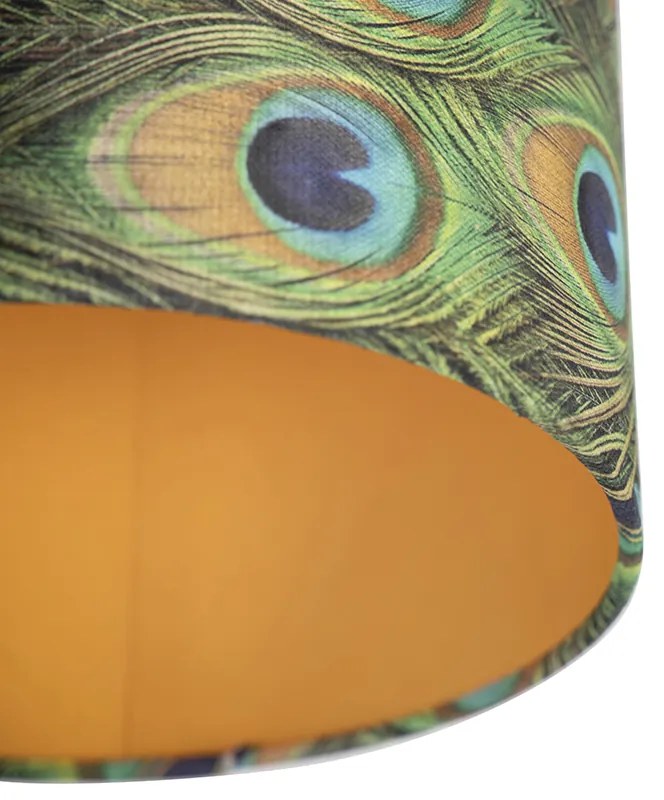 Lampa sufitowa z abażurem z aksamitu w kolorze pawia ze złotem 25 cm - Combi Black klasyczny/Antyczny Oswietlenie wewnetrzne