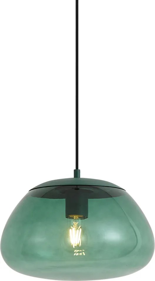 Retro zielona lampa wisząca z zielonym szkłem - Giselle