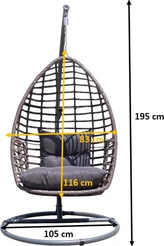 Designerski fotel wiszący na ogród Piatto