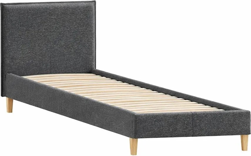 Ciemnoszare tapicerowane łóżko ze stelażem 90x200 cm Tina – Ropez