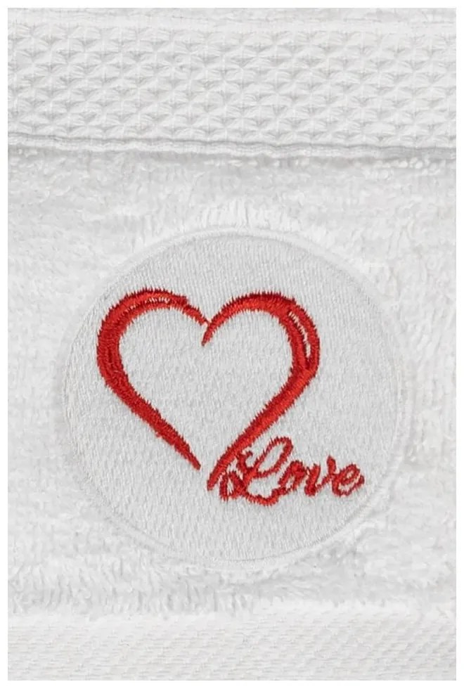 Biały bawełniany ręcznik kąpielowy frotte 70x140 cm Love – Foutastic