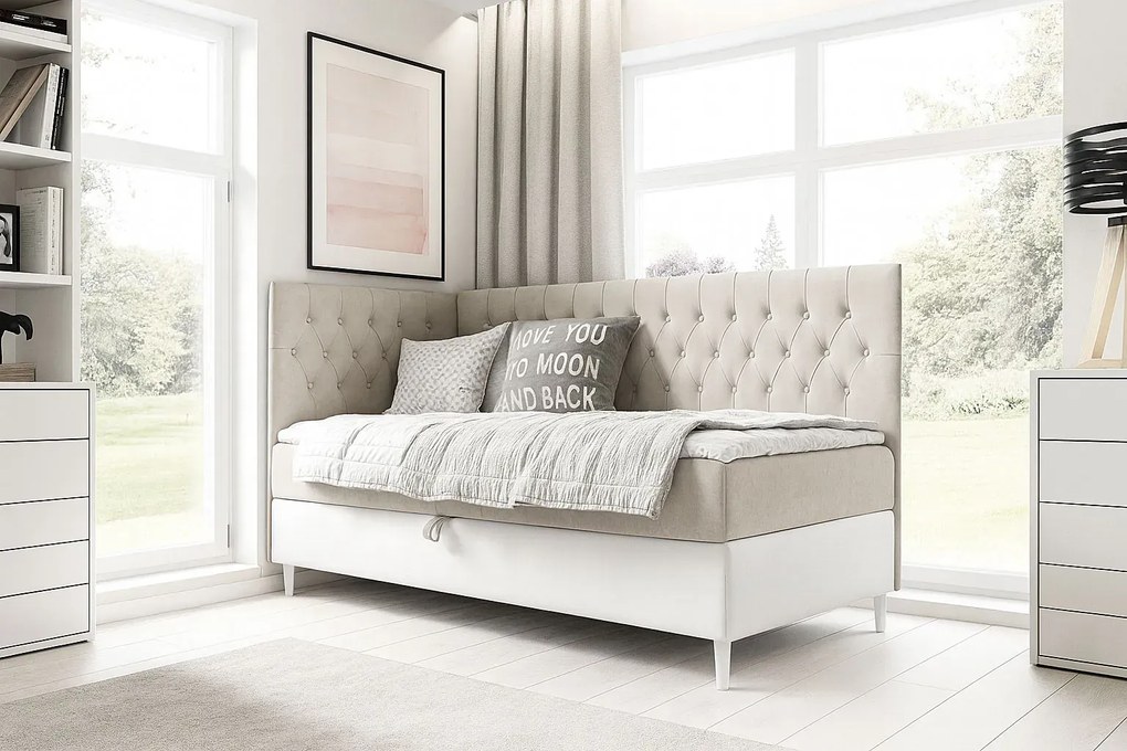 Jasnoszare łóżko z pikowanym zagłówkiem 3 rozmiary Z5-C07