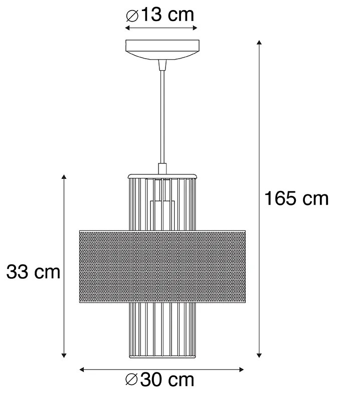 Designerska lampa wisząca złota z czarnym 30 cm - TessDesignerski Oswietlenie wewnetrzne