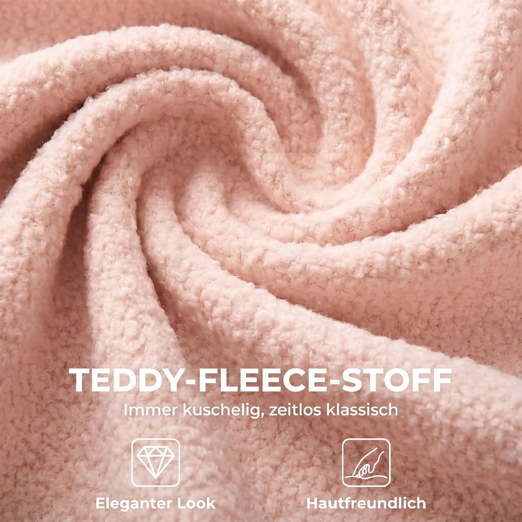 HOMCOM Obrotowe krzesło biurowe z Teddyfleece, regulowane, na kółkach, z pianką komfortową, różowe | Aosom PL