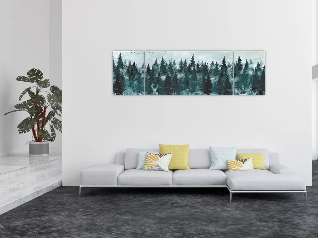 Obraz - Zwierzęta w lesie (170x50 cm)