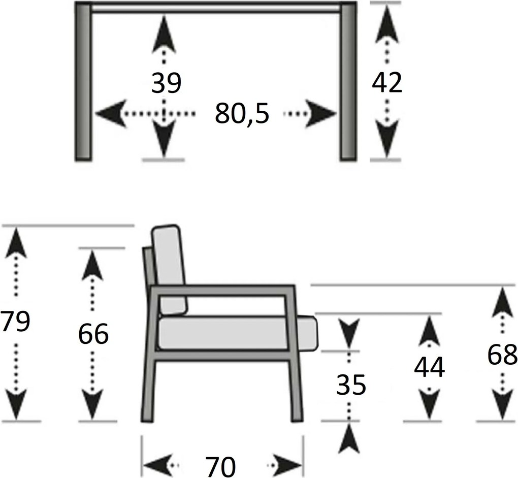 Doppler BELLARIA LOUNGE ogrodowy zestaw wypoczynkowy 2+1 czarny/szary