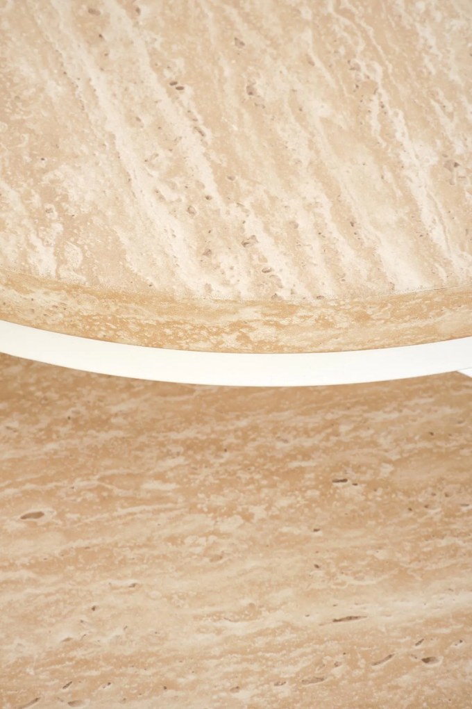 Zestaw 2 okrągłych ław MDF trawertyn/biały 53/45 43/35 OREO