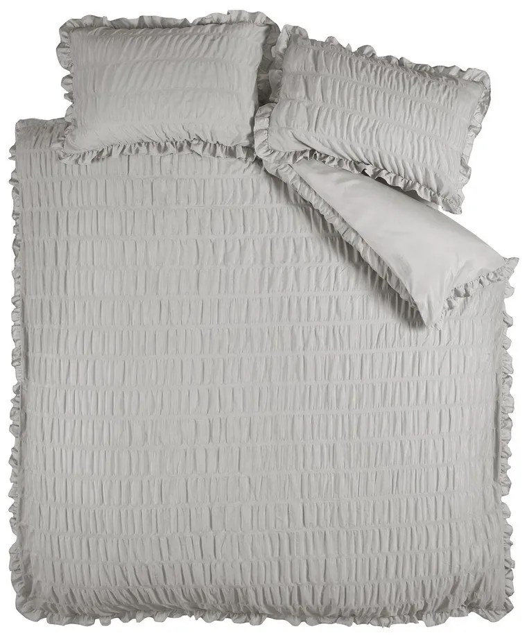 Szara pościel dwuosobowa z kory 230x220 cm Seersucker Frill – Catherine Lansfield