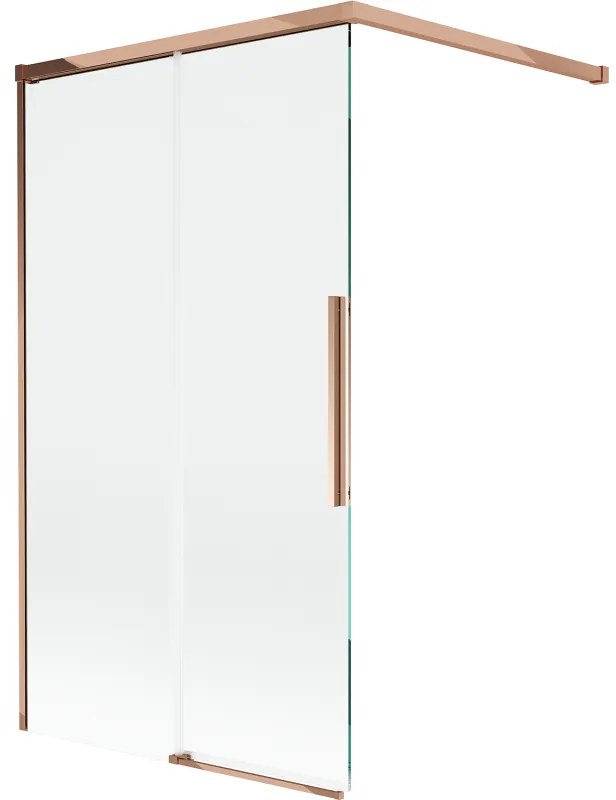 Mexen Rox parawan nawannowy 2-skrzydłowy rozsuwany 100 x 150 cm, transparent, różowe złoto - 8C9-100-003-60-00