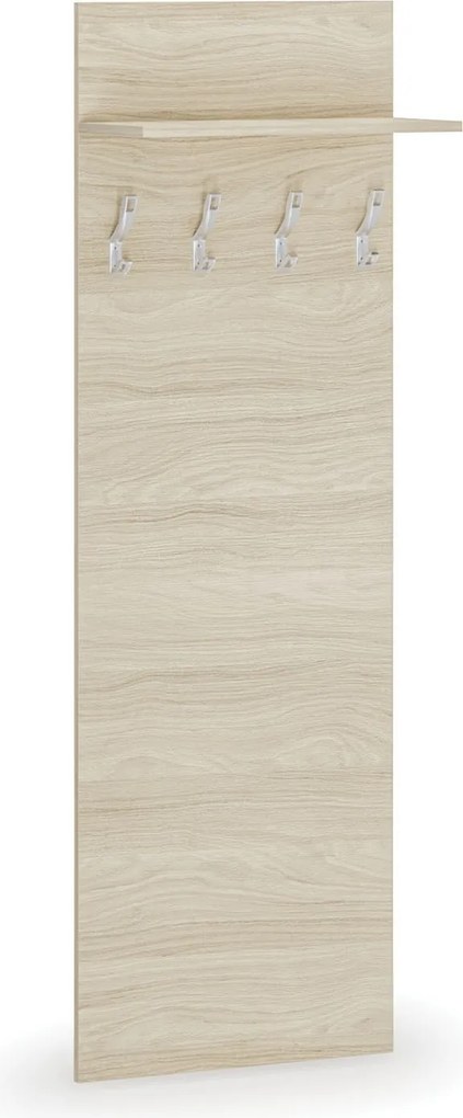 Garderoba z wieszakami HORIZONT, 4 haczyki, półka, tekstura drewna poziomo, dąb naturalny