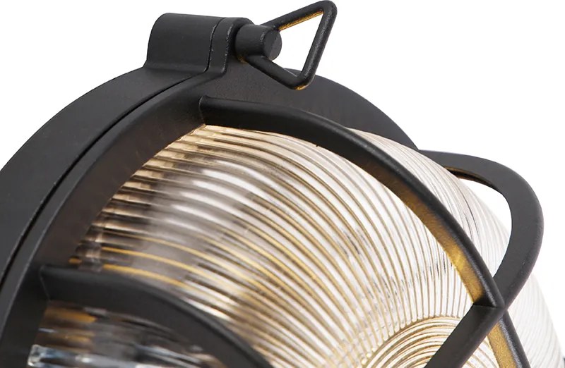 Industrialna okrągła lampa ścienna czarna IP44 - Noutica