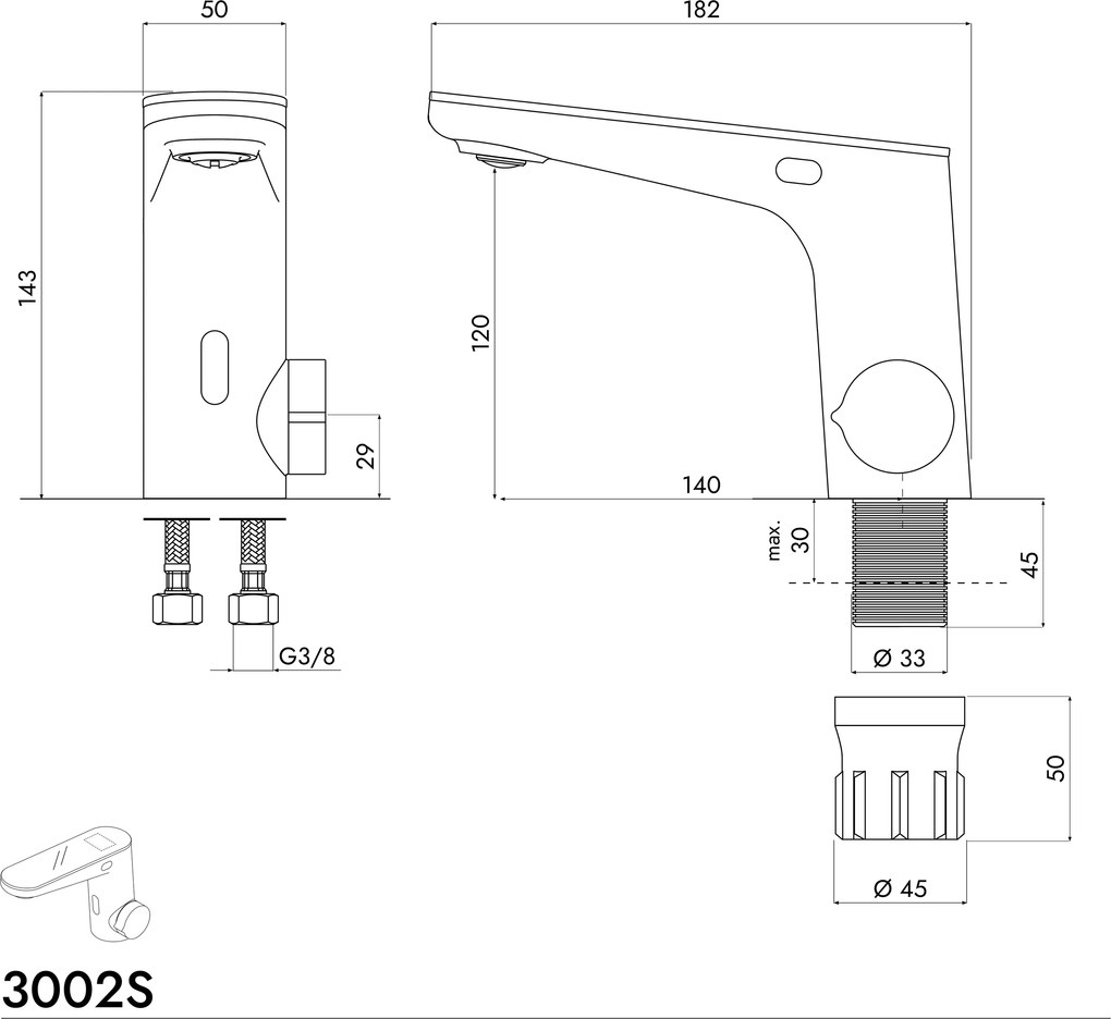 Bezdotykowa bateria umywalkowa 3002S