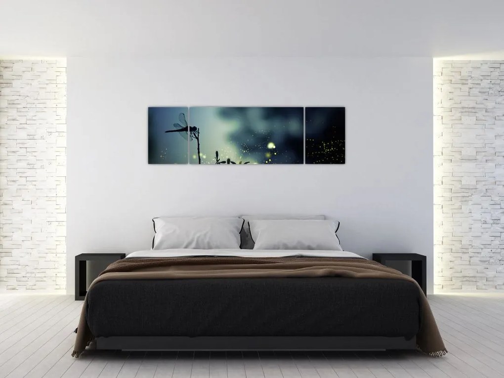 Obraz - Ważka w błyszczącej nocy (170x50 cm)