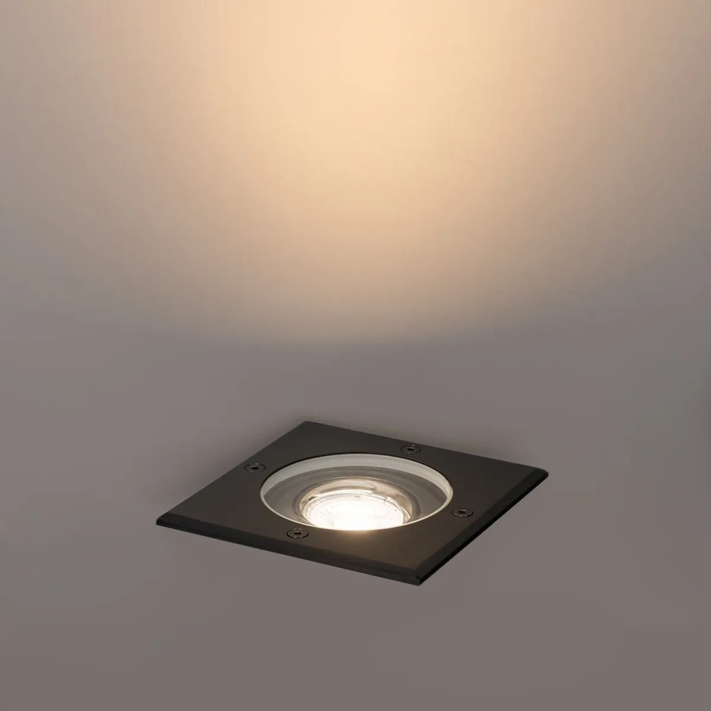 Ogrodowy reflektor naziemny czarny kwadratowy regulowany IP65 - Delux