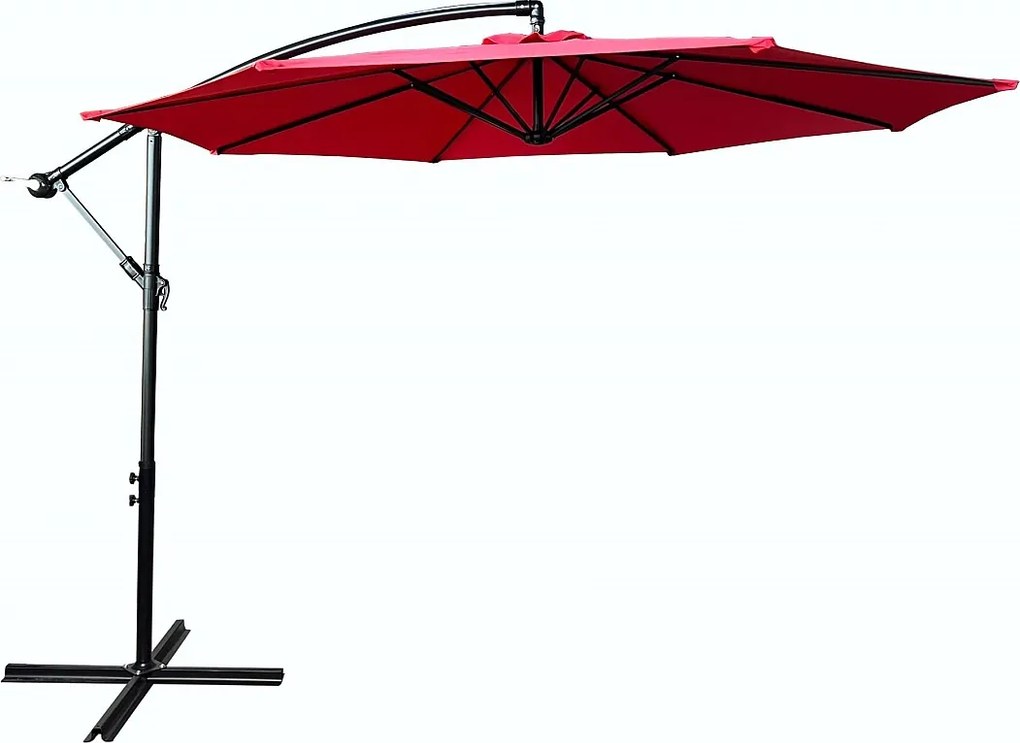 Parasol ogrodowy ASTER ochrona UV w kolorze czerwonym waga 12,1 kg wymiary 300x300x245 cm