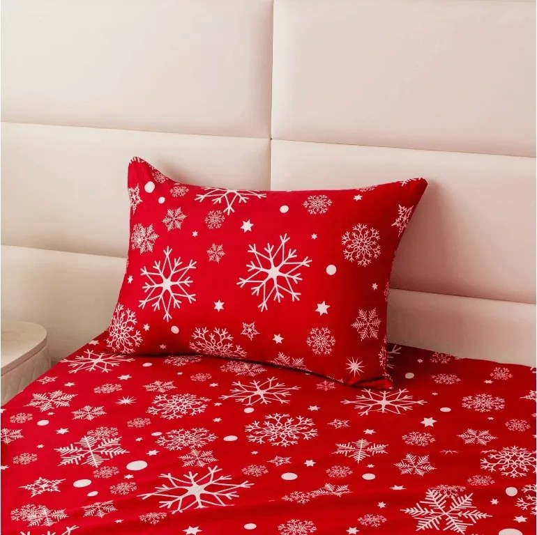 Poszewka na poduszkę z mikrofibry SNOWFALL 50x70 cm, czerwona