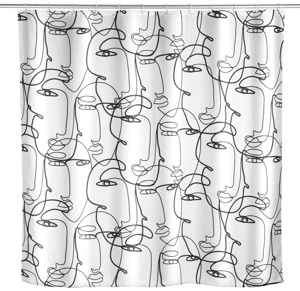 Zasłona prysznicowa z powłoką antypleśniową FACES, 180 x 200 cm, tworzywo sztuczne, WENKO