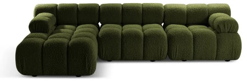 Zielony narożnik modułowy z materiału bouclé (lewostronny) Bellis – Micadoni Home