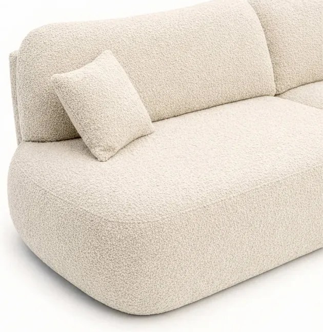 Sofa AVERIO Rozkładana Dwuosobowa Kremowa Boucle Nowoczesna