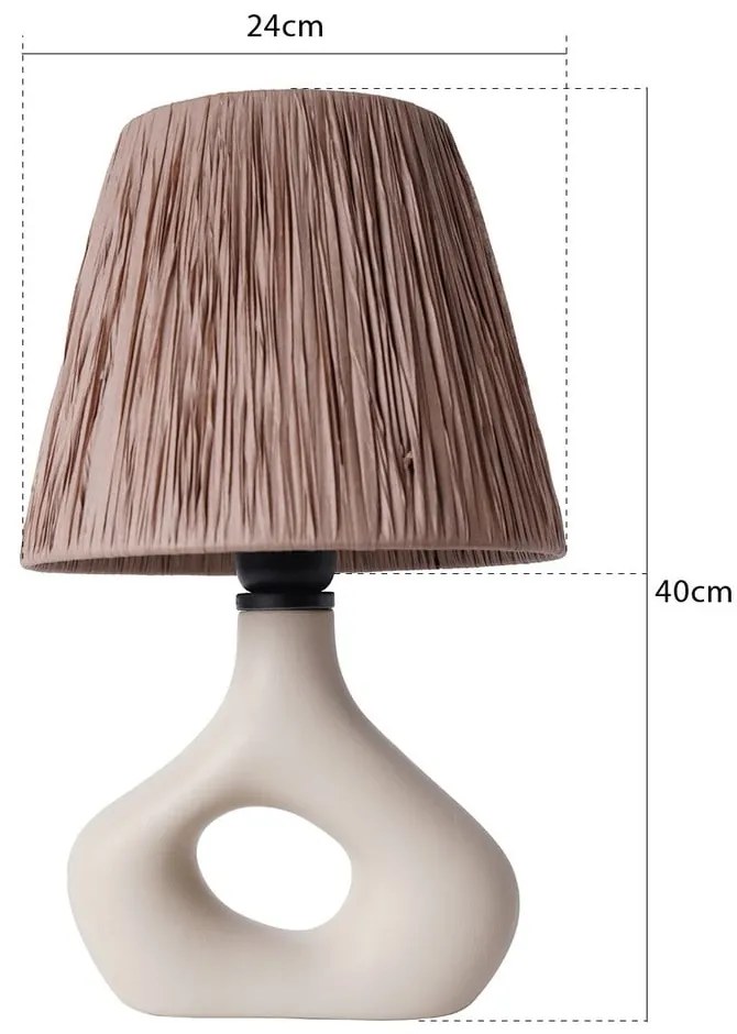 Beżowa lampa stołowa z kloszem plecionki papierowej (wysokość 40 cm) Serin – Opviq lights