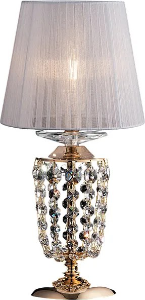 Lampa stołowa Mozart z żelaza i złoconego mosiądzu z kloszem 1-punktowym H.40 Ø20 BL189-LT-OR