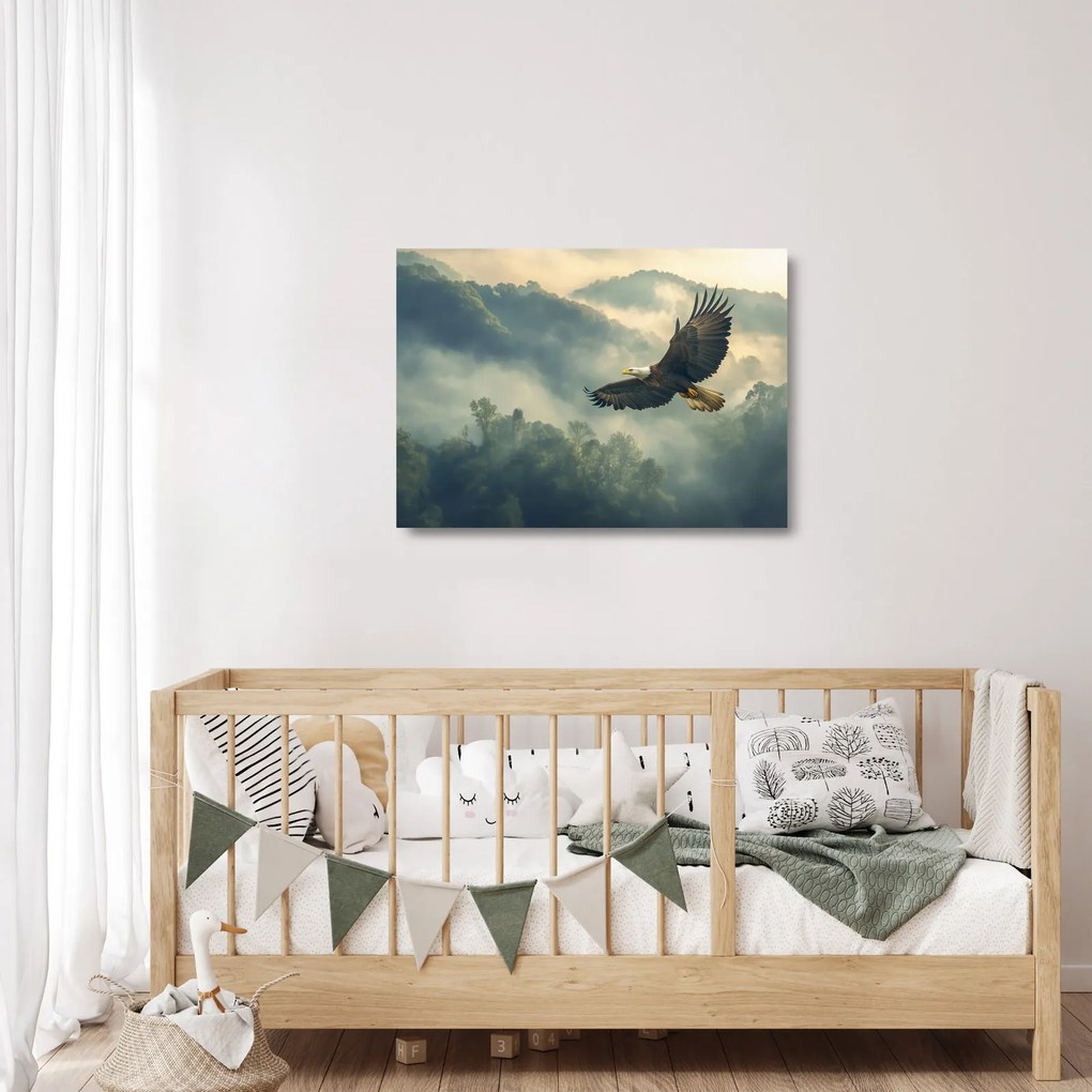 Obraz na szkle - Lecący orzeł (70x50 cm)