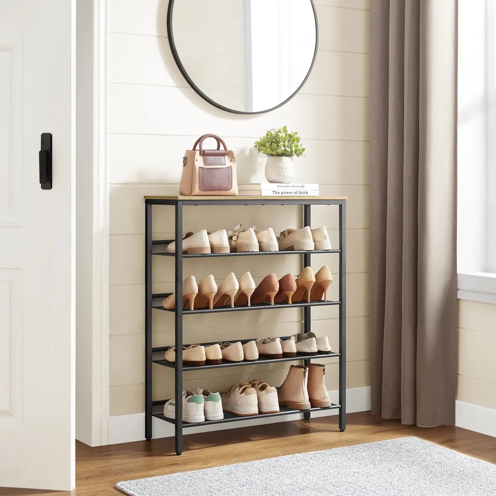 Szafka na buty TAYLOR ARTISAN z czarną konstrukcją, 4 półki