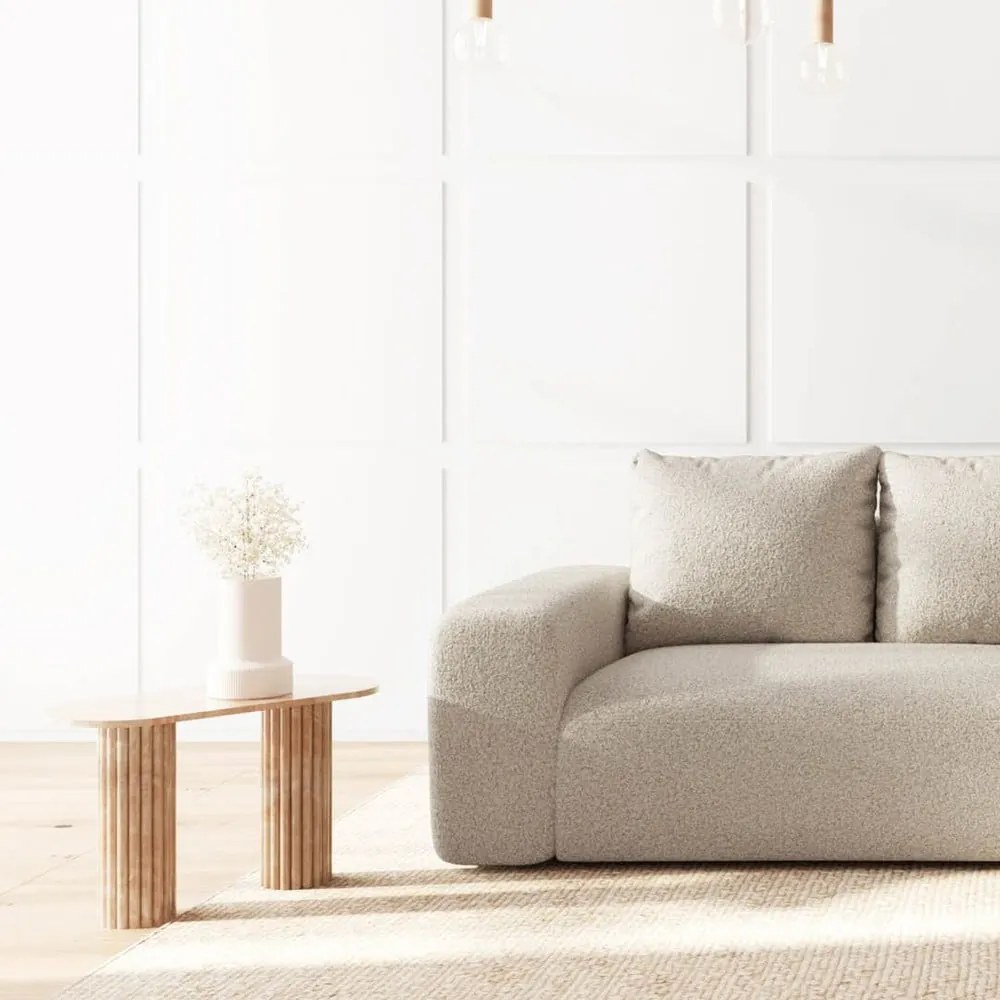 Beżowy narożnik z materiału bouclé (prawostronny/z szezlongiem) Monce – Rodier