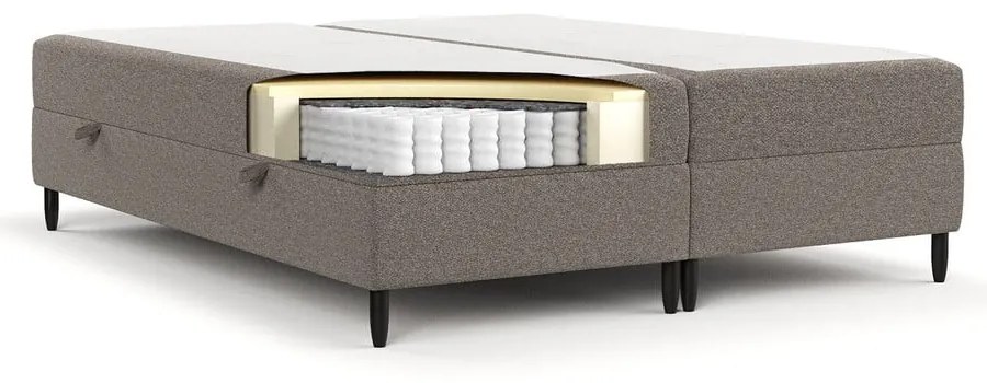 Brązowe łóżko boxspring ze schowkiem 140x200 cm Malte – Maison de Rêve