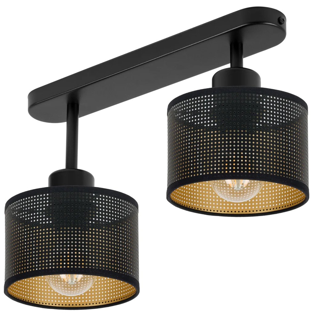 Lampa sufitowa czarna dwupunktowa z czarnymi abażurami B-3306SC-SC E27