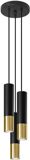 Czarno-złota potrójna lampa wisząca tuba K1-D96