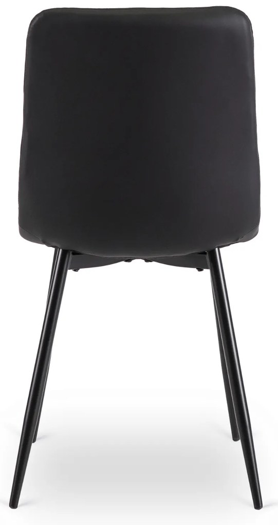 Zestaw Stół Okrągły LINO 100 cm Dąb Rustykalny/Czarny i 4 Krzesła DALVIN Czarne Ekoskóra Nowoczesne Loft