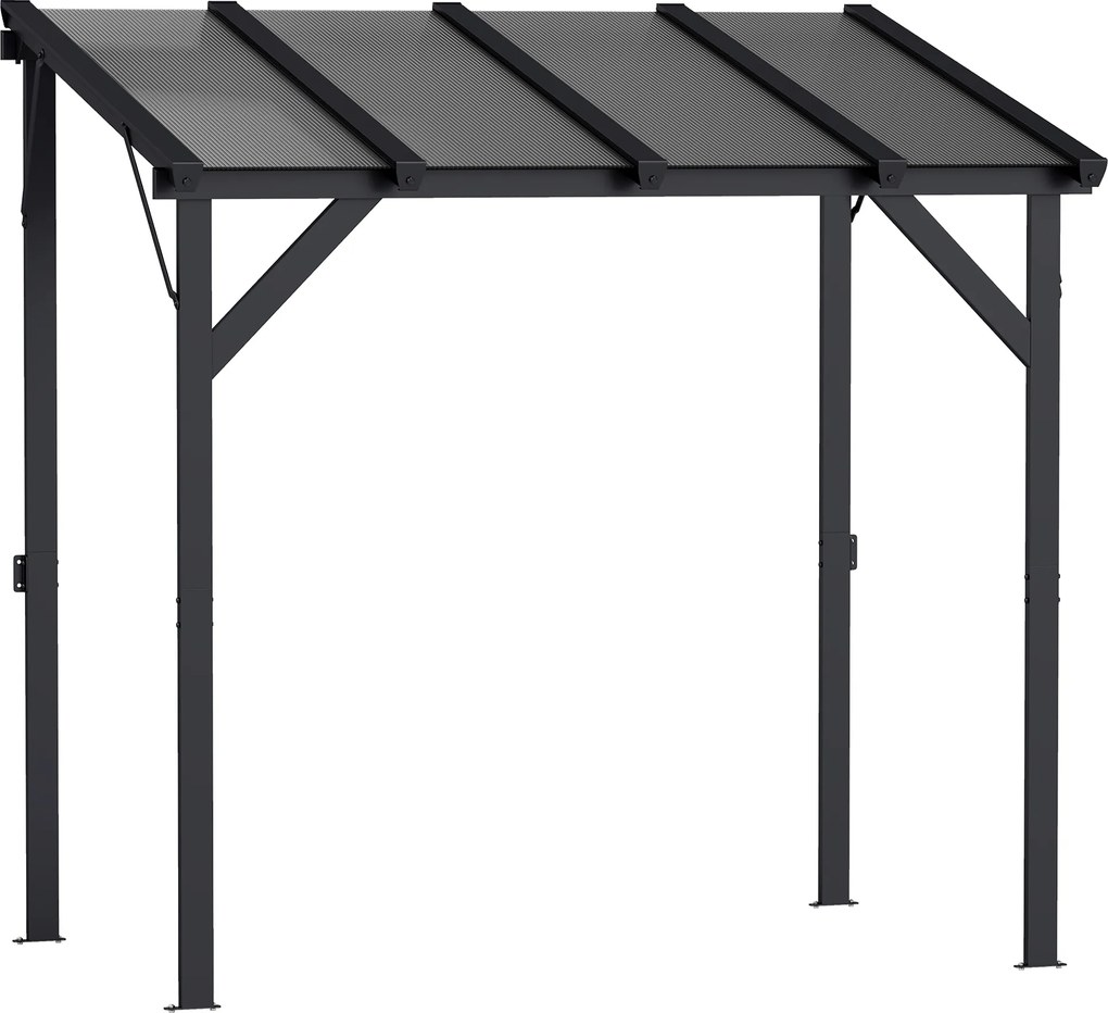 Outsunny Pawilon Grillowy 2,44 x 1,48 m z Pochyłym Dachem, Altana Ogrodowa z Ochroną UV 50+, Ciemnoszary | Aosom PL