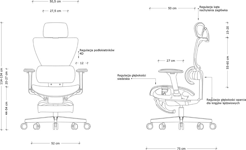 Ergonomiczny fotel biurowy Zenit z wysuwanym podnóżkiem, zgodny z normą BHP