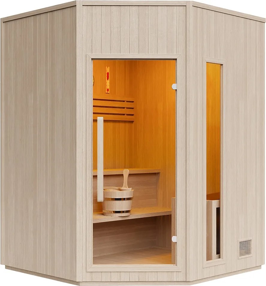 Narożna sauna fińska z piecem 8KW - 5/6 osób - S180 x G180 x W210 cm - KOTKA